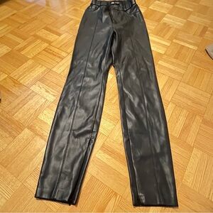 Zara Black Faux Leather Straight Leg Jeans